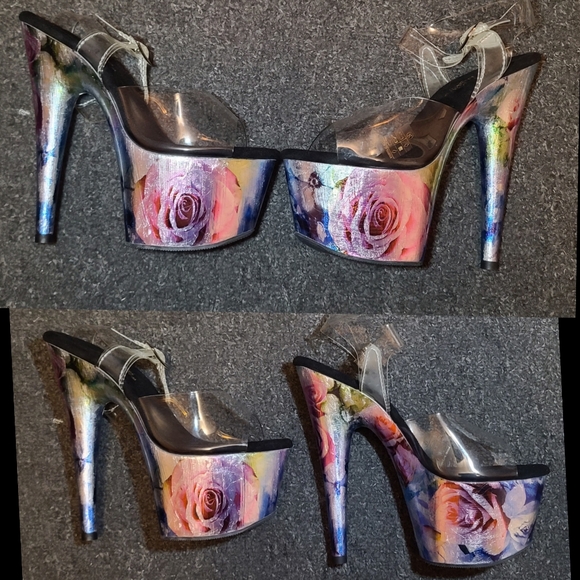 Pleaser holographic floral heels - Picture 1 of 3